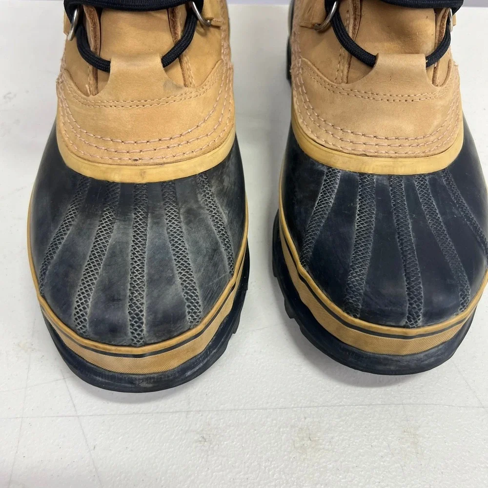 Sorel Caribou II‎ Mens Waterproof Winter Snow Boots Size 7 Tan Black NM1000-281